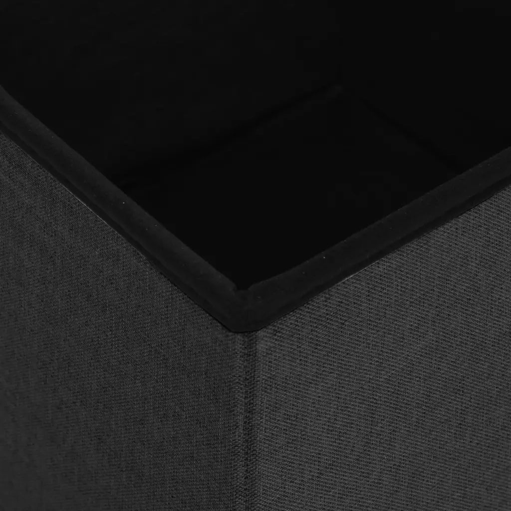 Sgabello con Contenitore Pieghevole Nero in Simil Lino 338763