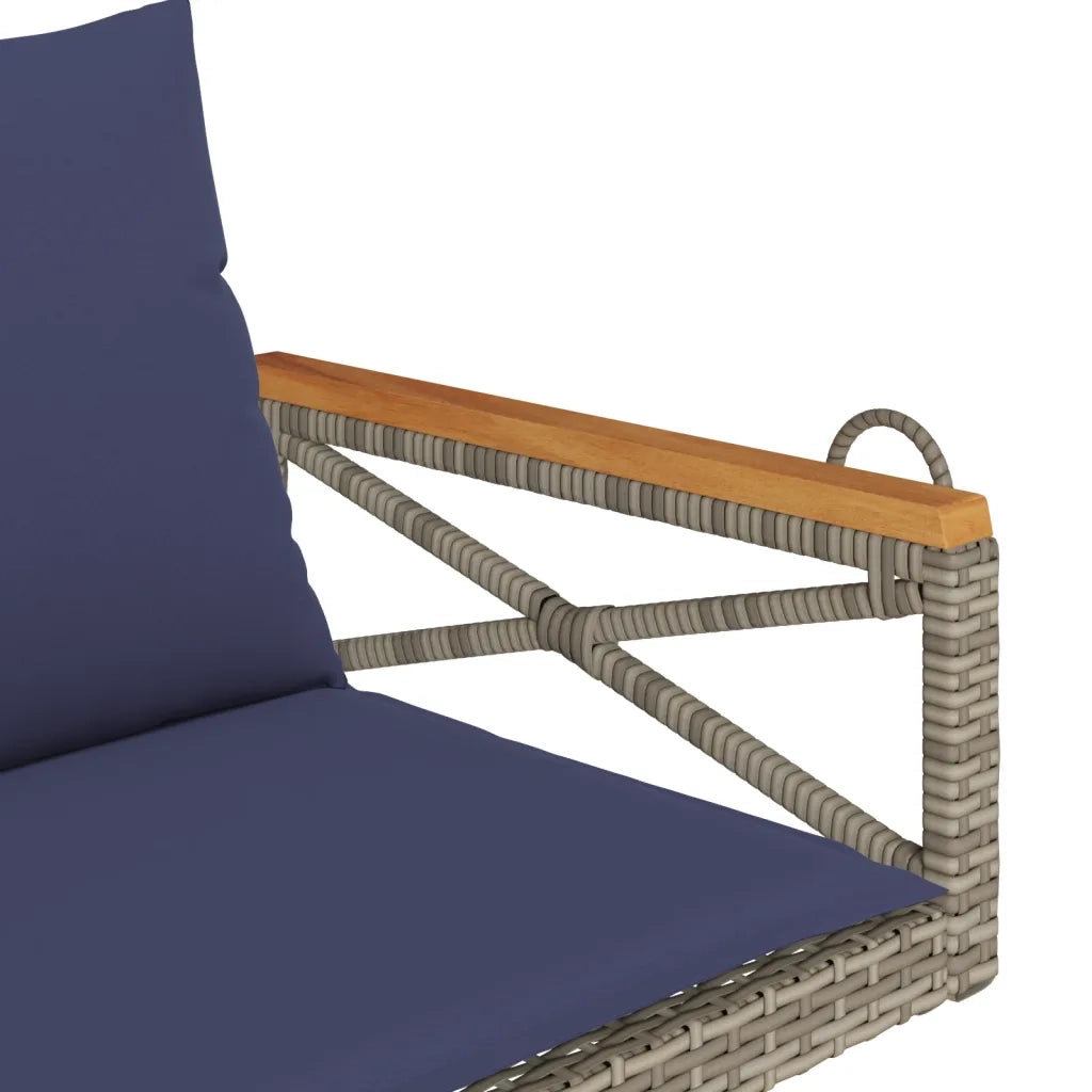 Panca da Giardino | Panchina Dondolo con Cuscini Grigia 109x62x40 cm in Polyrattan