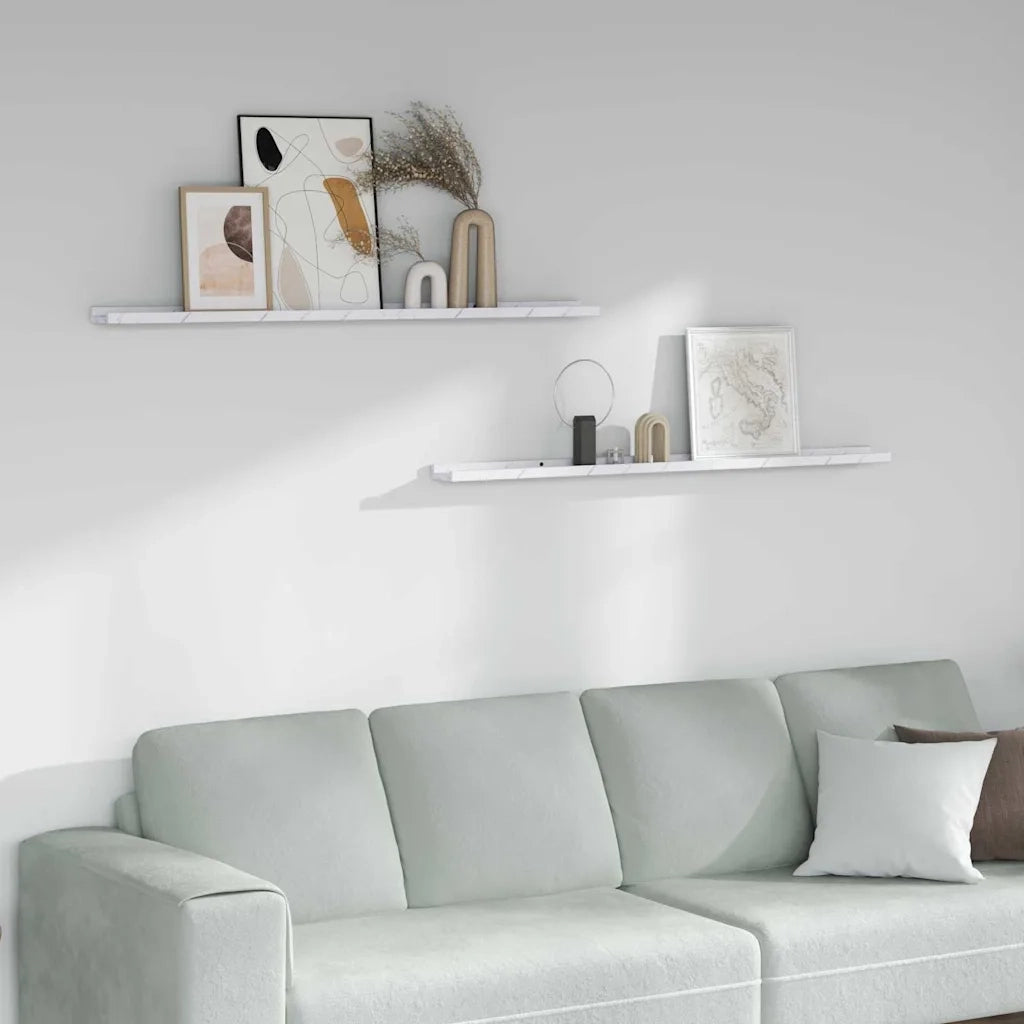Scaffale da parete 2 pcs Marmo Bianco 115 x 9 x 3 cm 42020025