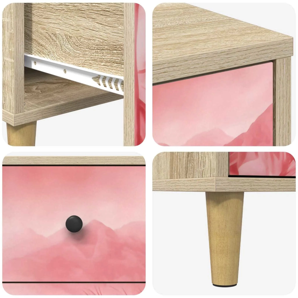Cassettiera AACHEN Stampa di palme rosa 66 x 36,5 x 75 cm 8007366