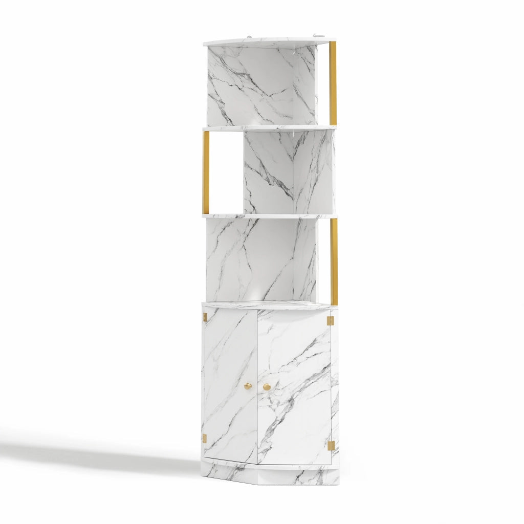 Mobile angolare con vani aperti e 2 ante - per cucina - in MDF - 38 x 38 x 180 cm - bianco