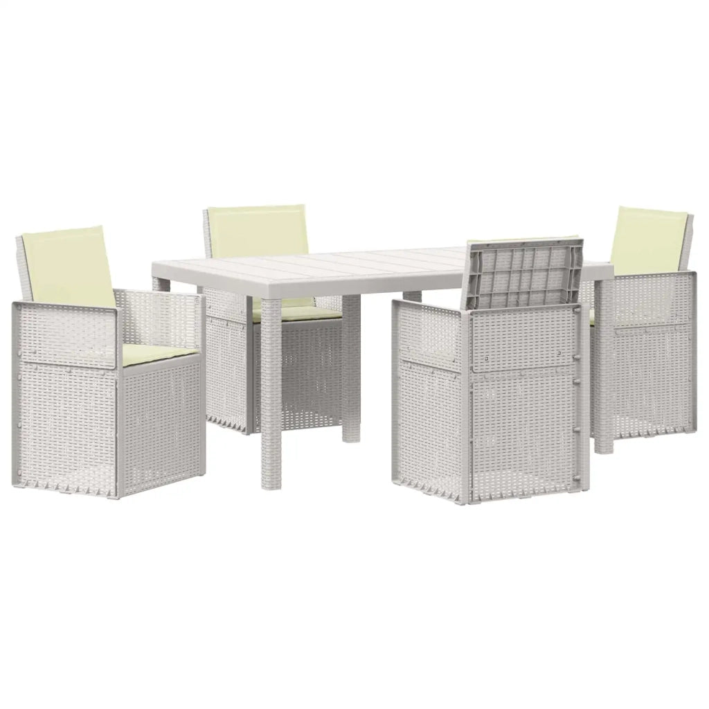 Set da Pranzo per Giardino con cuscino 5 pcs Bianco e Crema PP 3430063