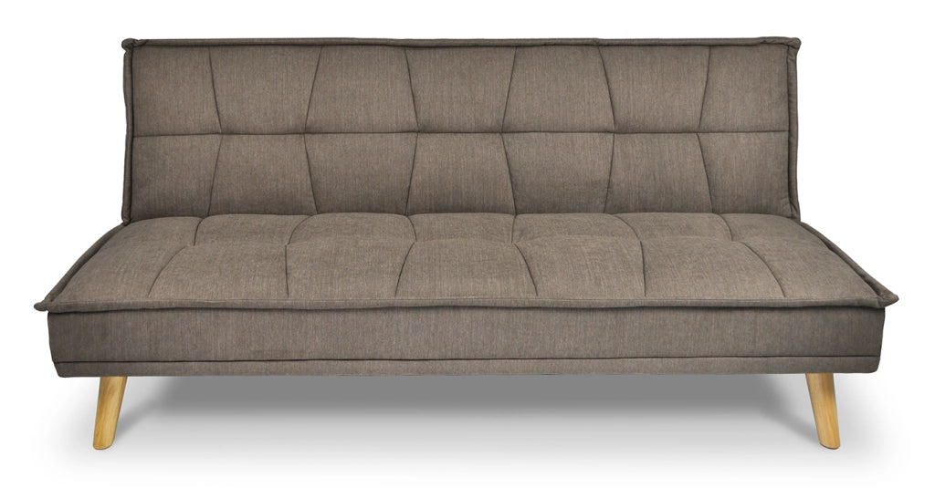 Divano letto clic clac in tessuto vellutato marrone, divano 3 posti - Bart - DL-BA09FBC