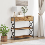 Tavolino in Legno Vintage 75x28x75 cm in Legno Ingegnerizzato e Acciaio