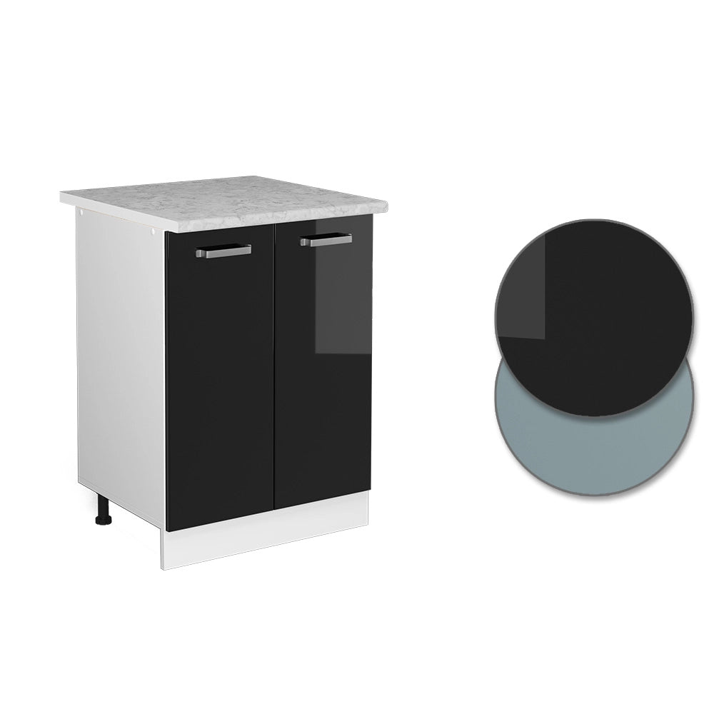 Vicco Mobiletto base cucina Nero lucido 60 cm , PL Marmo