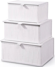 Set di contenitori in bambù opaco da 3 con coperchio - Soluzione decorativa e stabile per l'archiviazione in casa, cucina e bagno