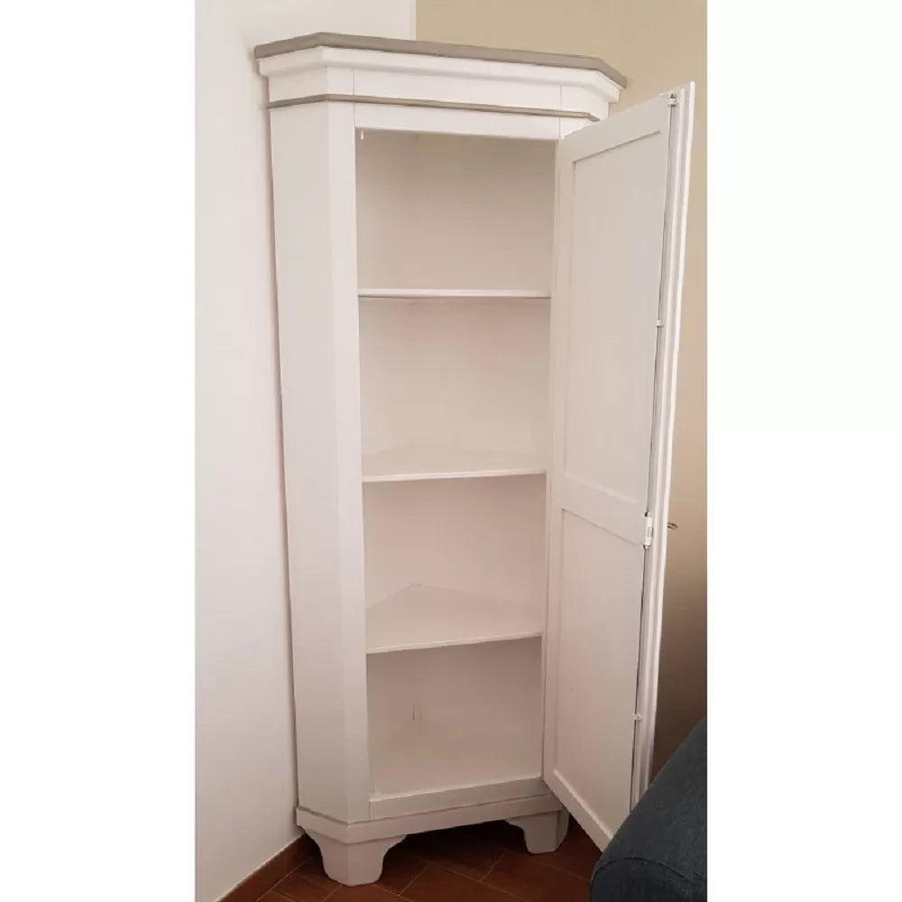 Mobile angolare in legno classico 1 porta bianco e grigio l.58 x 58 h.198 (808) - Mobili 2G
