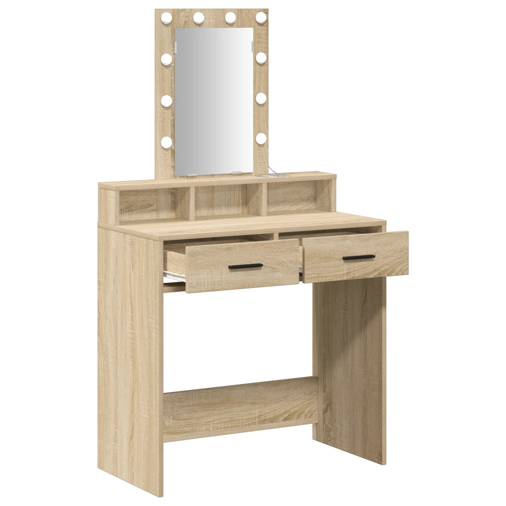 Tavolino toelettatura  con luci LED Rovere Sonoma 79x41x140 cm