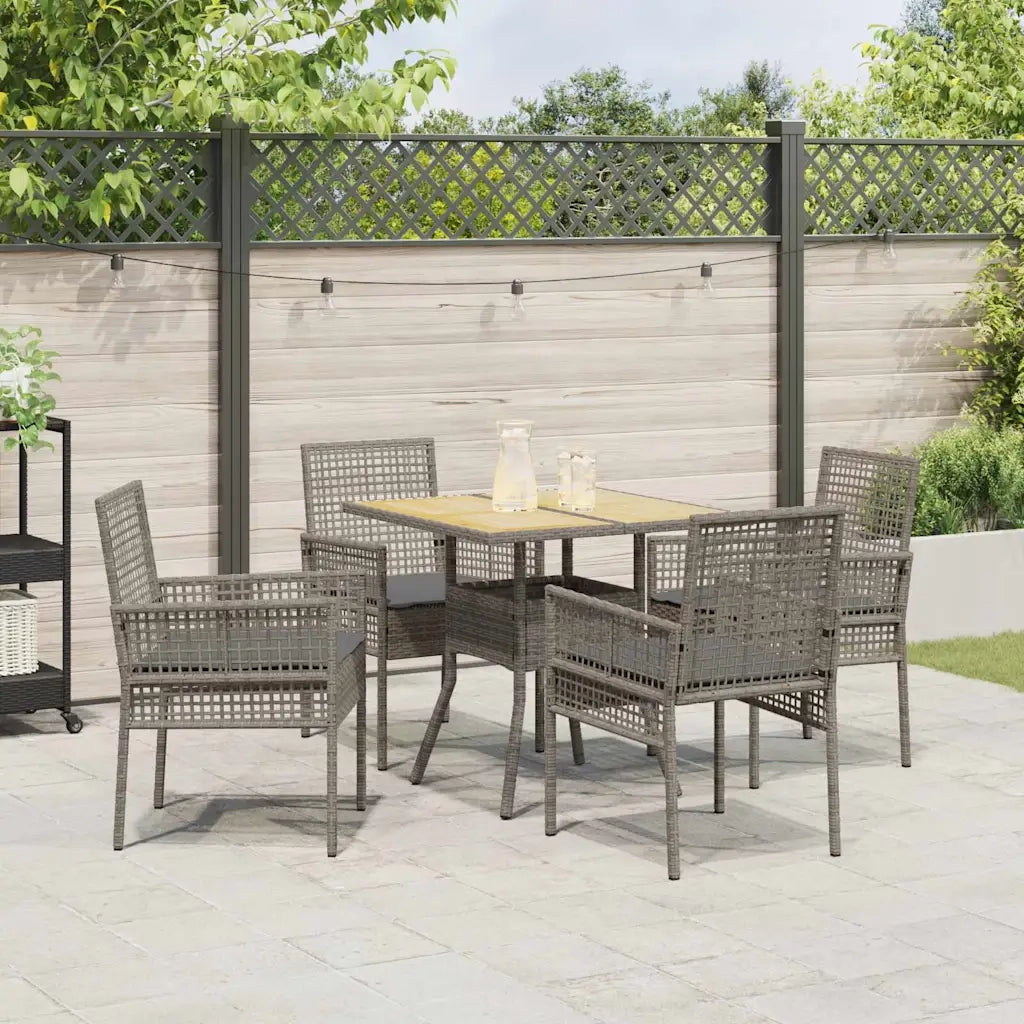 Set da Pranzo per Giardino 5 pz | Set Salotto da Giardino Grigio polyrattan