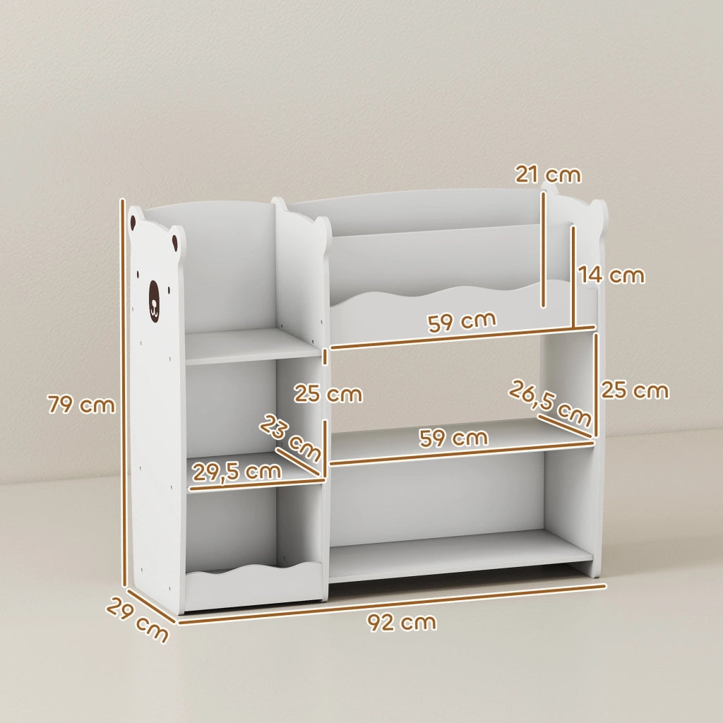 Libreria Bambini Scaffale Giocattoli ¨C Xylo ¨C Bianco Legno Ripiani Aperti Orsetto