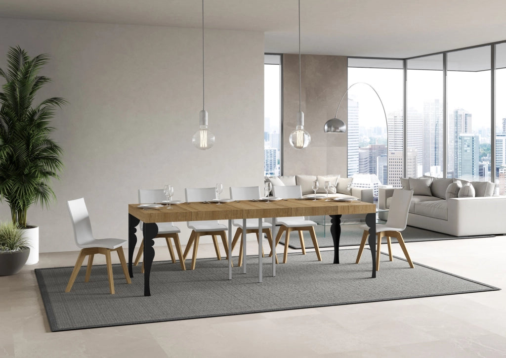 Tavolo allungabile 90x90/246 cm Paxon Premium Quercia Natura telaio Antracite