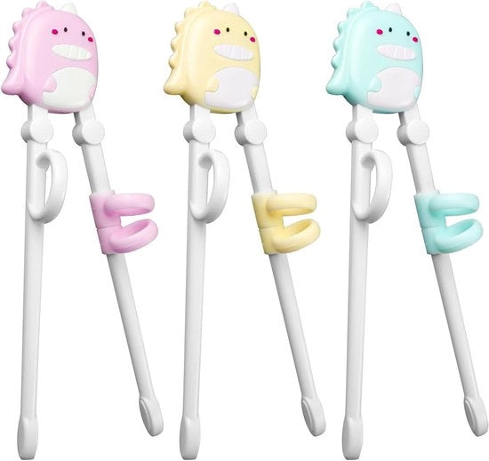 Set di 3 paia di spiedini per bambini iniziante e piccoli - Spiedini per bambini con tema dinosauri - Spiedini per l'apprendimento