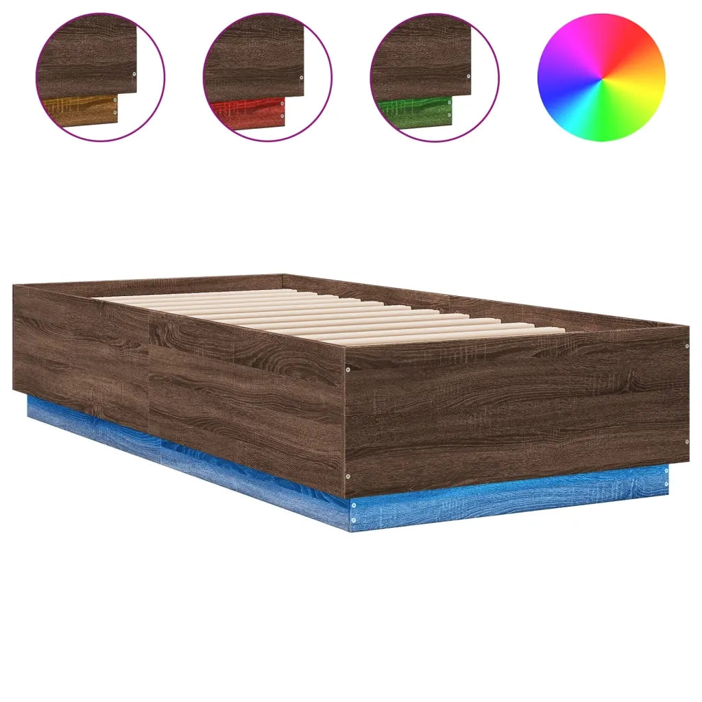 Giroletto Luci LED Rovere Marrone 90x200cm in Legno Multistrato 3209638
