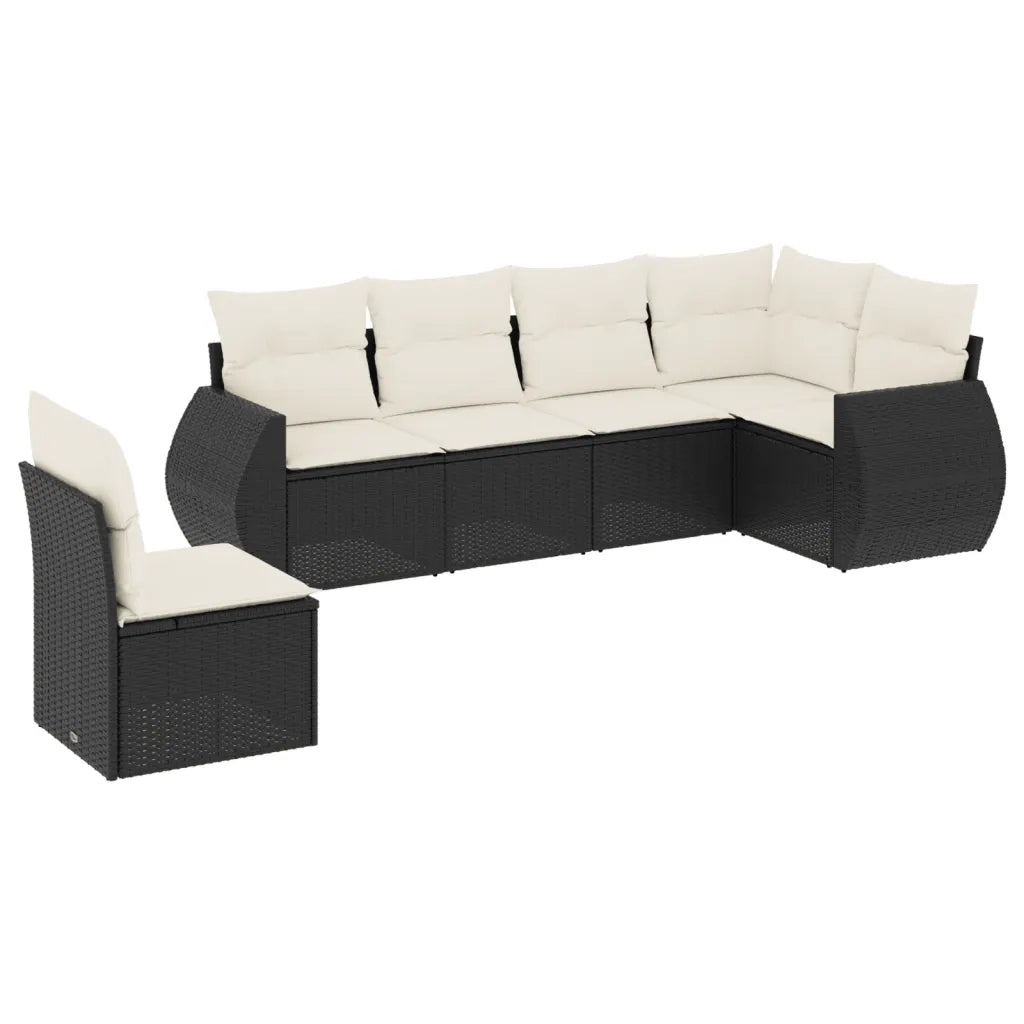 Set Divano da Giardino 6 pz con Cuscini Nero in Polyrattan 3253763