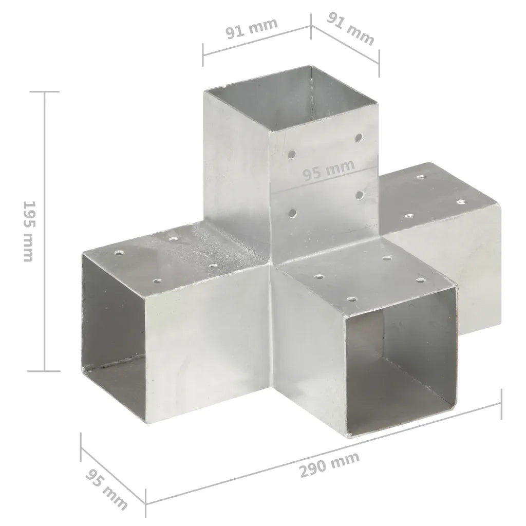 Connettori per Pali a Forma di X 4 pz in Metallo Zincato 91x91 mm 145476