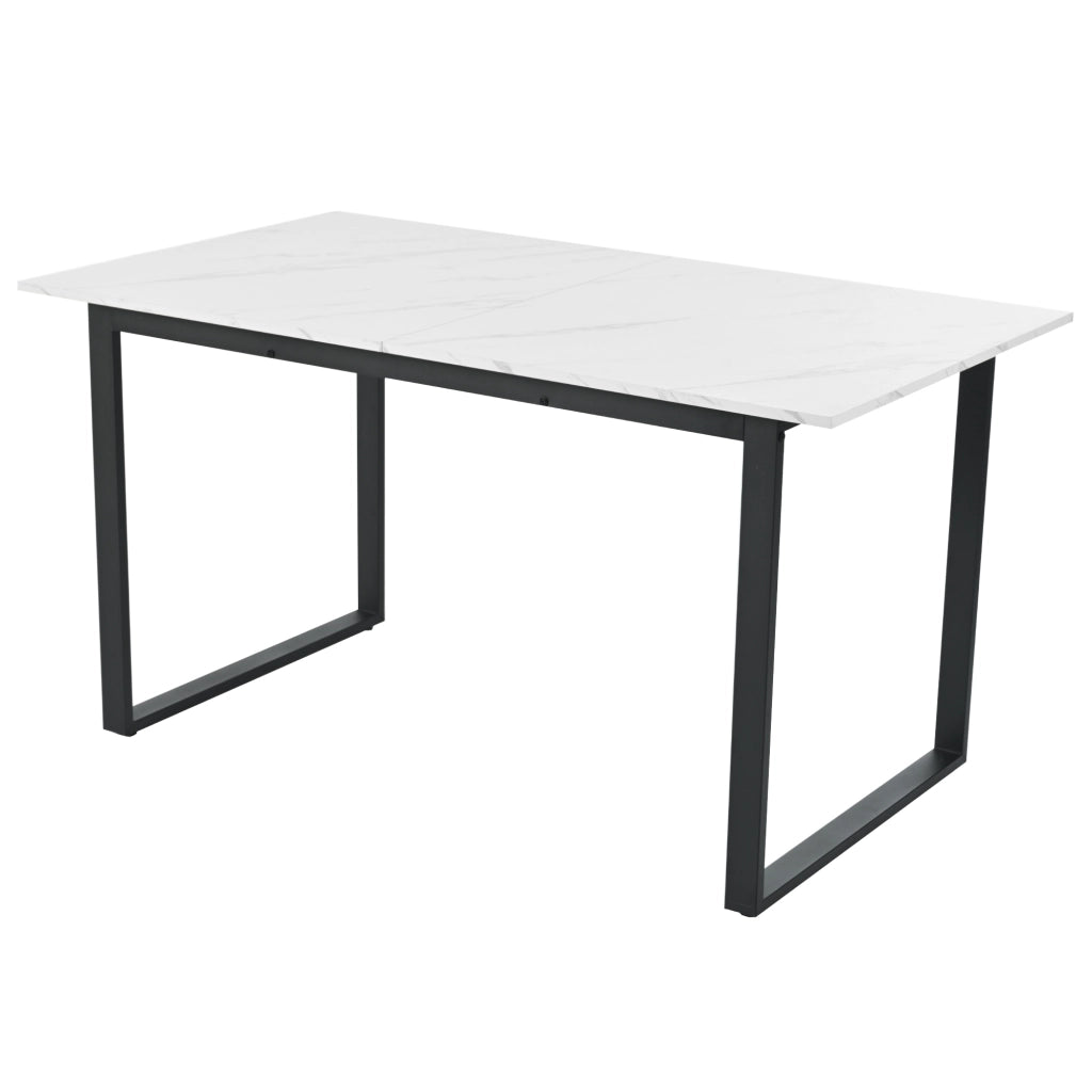 Tavolo da pranzo allungabile con 8 sedie, piano in MDF bianco, gambe in metallo, per cucina e sala da pranzo