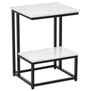 Tavolino da caff¨¨ moderno ¨C Xylo ¨C struttura acciaio nero piano effetto marmo bianco
