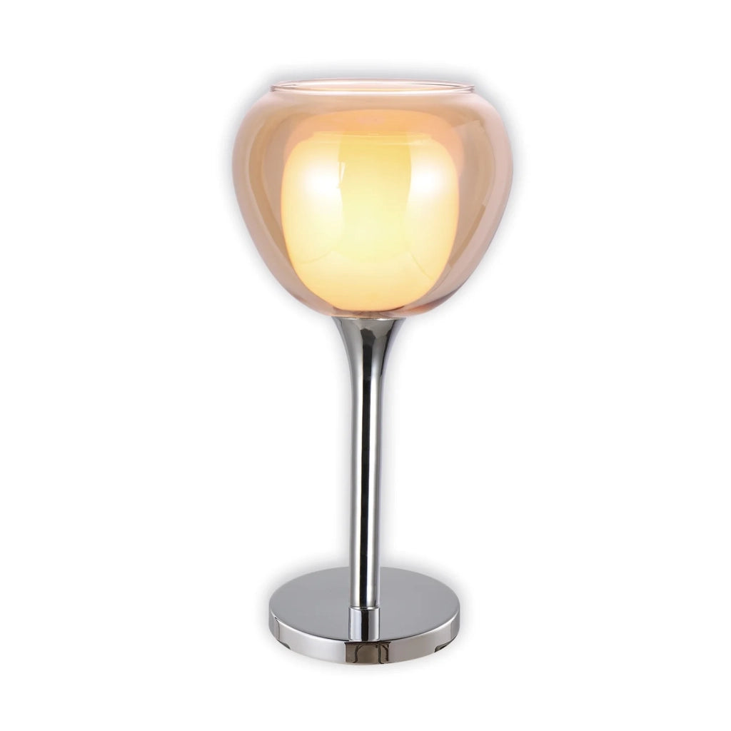 LÚZETE - LAMPADA DA TAVOLO 1 LUCE CRISTALLO ESTERNO AMBRA INTERNO BIANCO Ø16,5 NOLINA