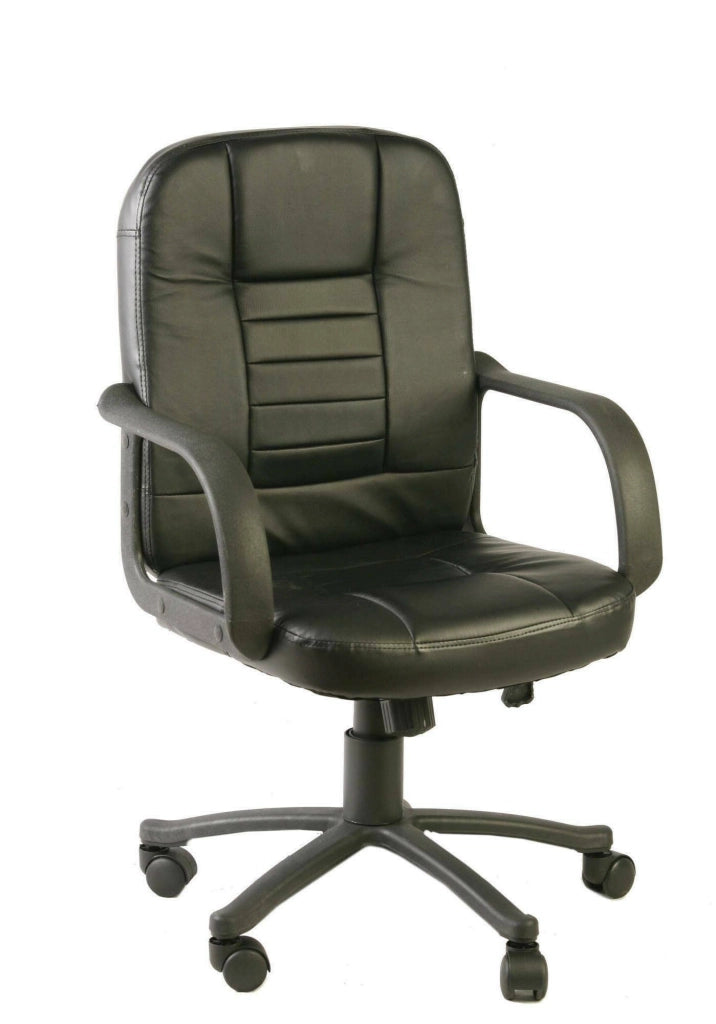 Sedia da ufficio Ogni, Poltrona direzionale con braccioli, Sedia ergonomica da ufficio, Nero, 56x59h88/99 cm
