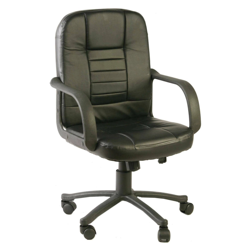 Sedia da ufficio Ogni, Poltrona direzionale con braccioli, Sedia ergonomica da ufficio, Nero, 56x59h88/99 cm