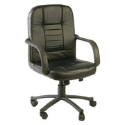 Sedia da ufficio Ogni, Poltrona direzionale con braccioli, Sedia ergonomica da ufficio, Nero, 56x59h88/99 cm