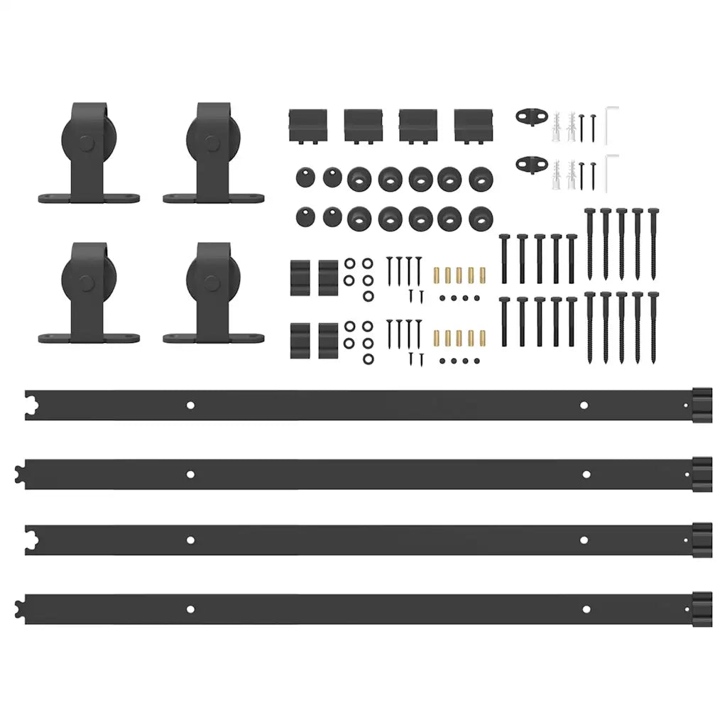 Kit di Binari per Porte Scorrevoli 400 cm Acciaio Nero CFW4626680