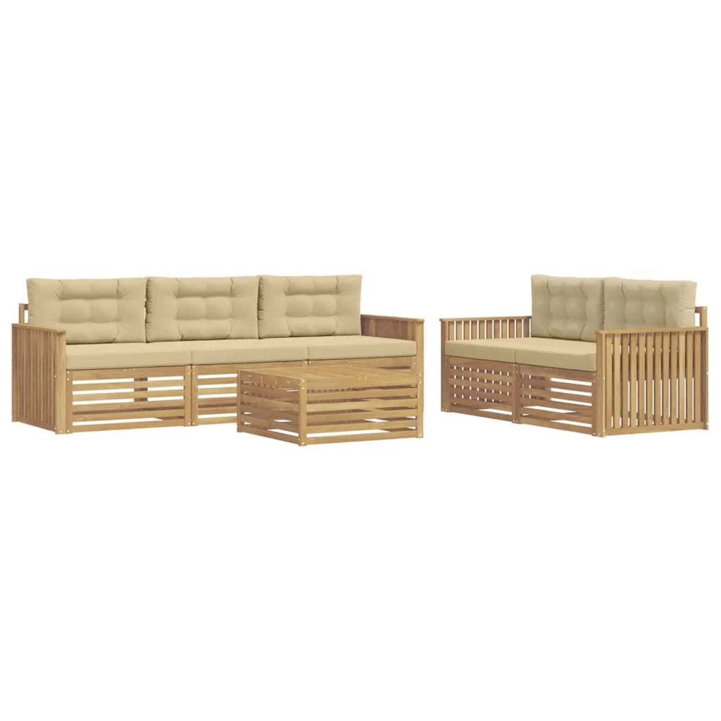 Set di divani da esterno 6 pcs Bianco e Beige 3390043