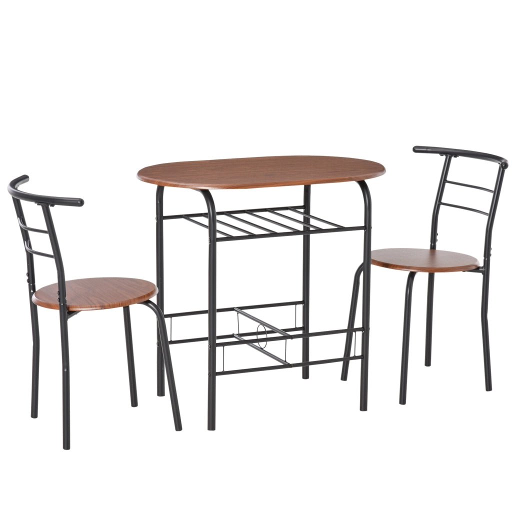 Set Tavolo da Pranzo con 2 Sedie ¨C zephmum ¨C Legno, Marrone e Nero