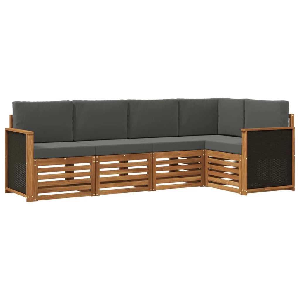 Set divano sezionale con cuscino 4 pcs Naturale e Antracite 3384343