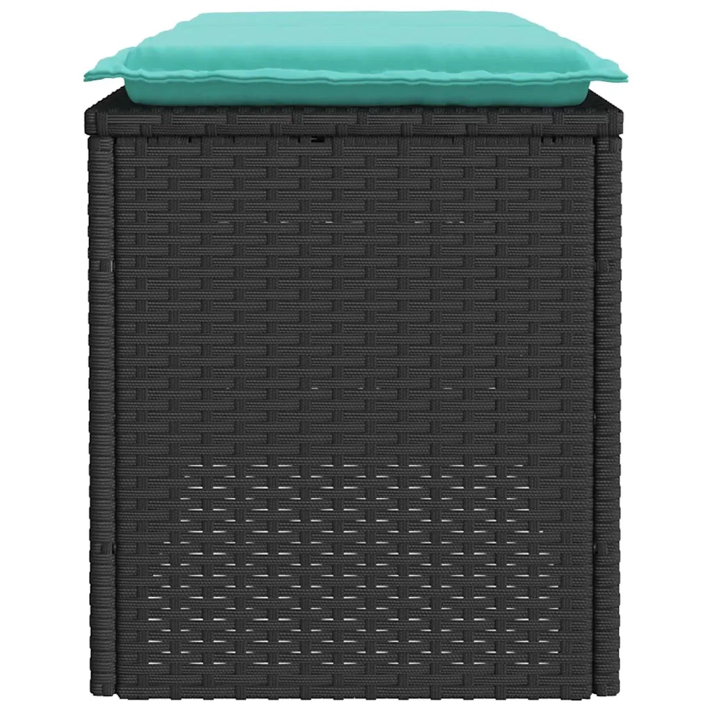 Panca da Giardino con Cuscino Nera 110x40x44 cm in Polyrattan 4104153