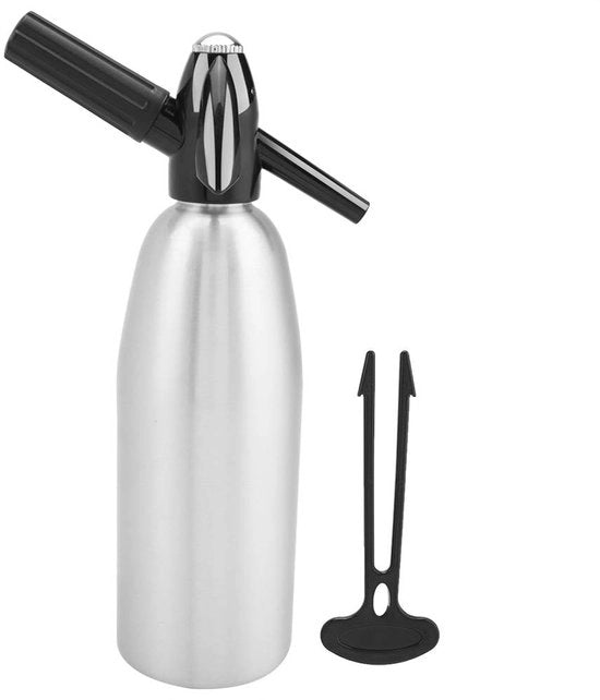 Dispensatore di acqua 1L in alluminio - con regolazione di pressione - per frullati e cocktail - capacità di miscelazione - per uso con succhi di frutta e cocktail - modello per acqua frizzante
