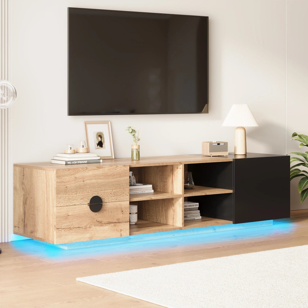 Mobile TV in Legno ¨C MINIMAL ¨C Nero, con Cassetto e Ante, Soggiorno