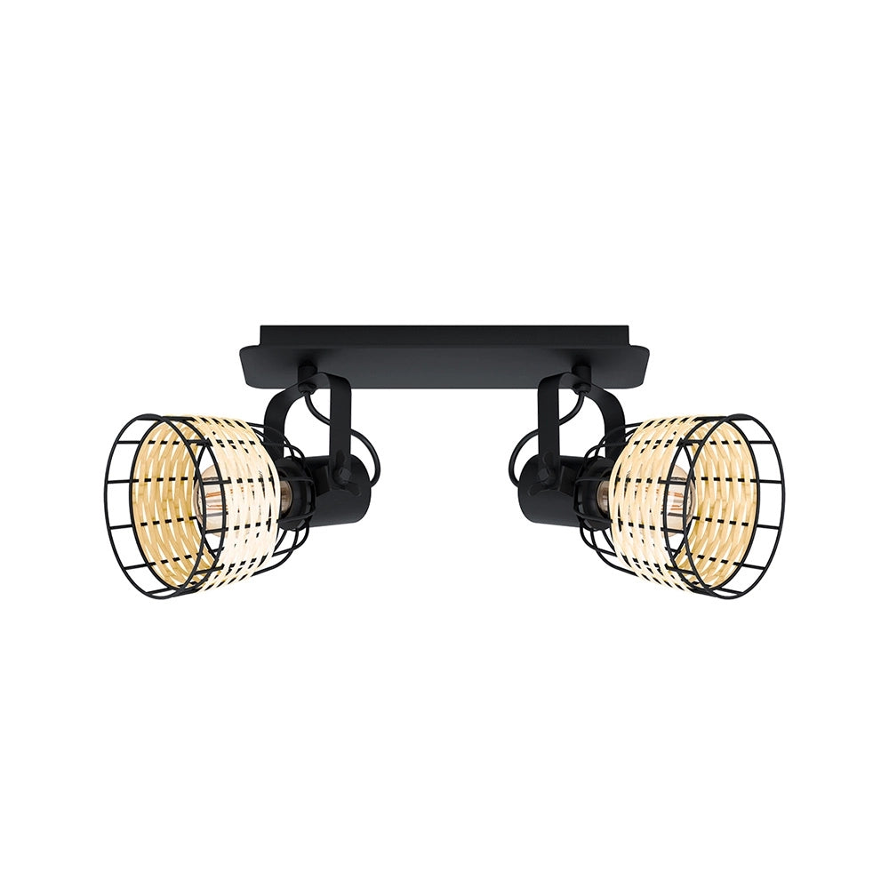 Plafoniera Industrial Anwick 1 2 Luci Metallo Nero