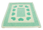 Tappeto Bagno Doccia Spugna Tappetino Assorbente Cotone Pelo Corto Mod. Love O.B - 45x60 - Verde Acqua