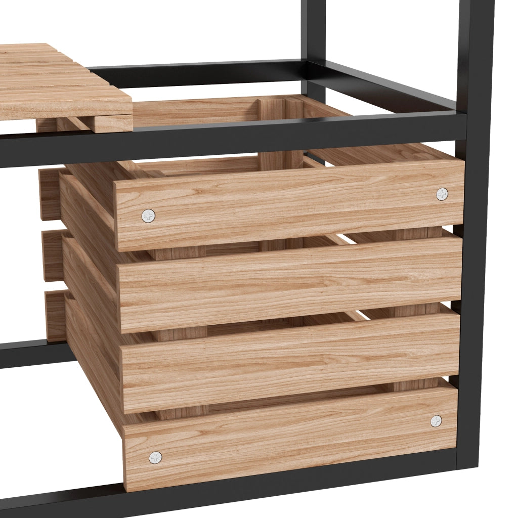 Fioriera Gradinata Giardino ¨C Zephmum ¨C Naturale Nero 83x39x100 cm
