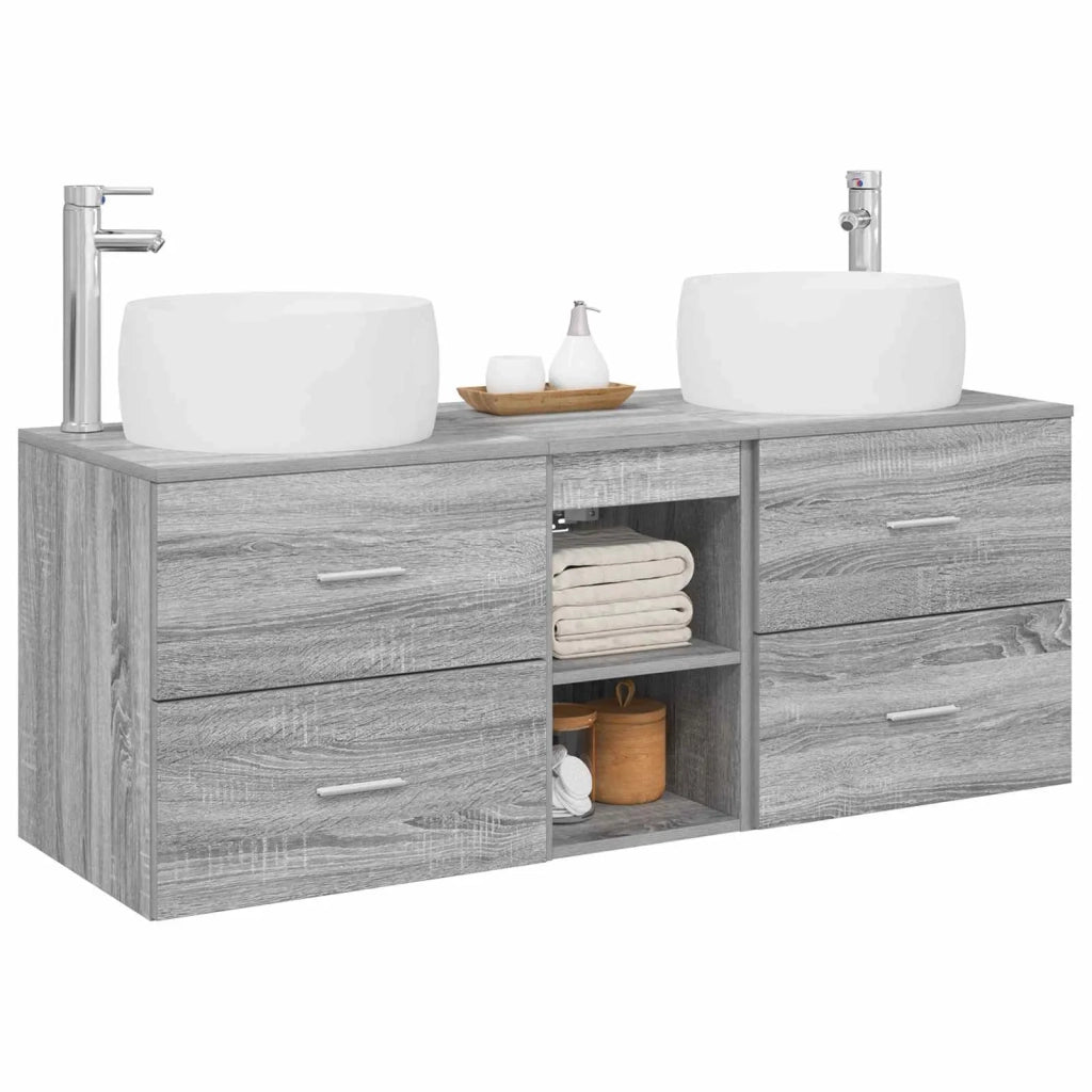 Set di mobili per il bagno 3 pz Sonoma grigio 3405928