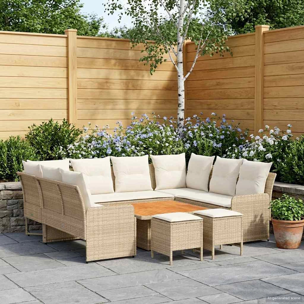 Set di Mobili 8 pz Beige e Crema Rattan in PE 3422199