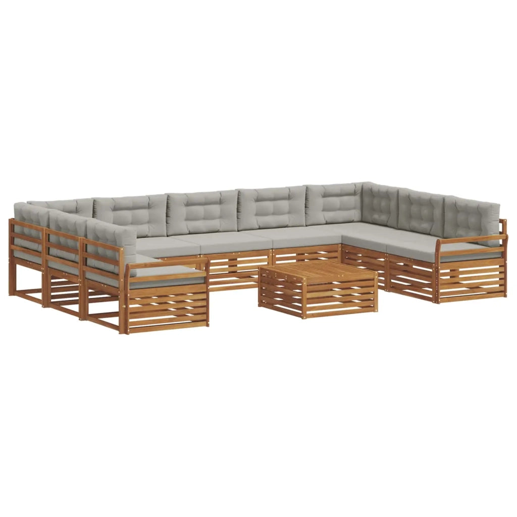 Set di divani da esterno 10 pcs Grigio Naturale e Chiaro 3374171