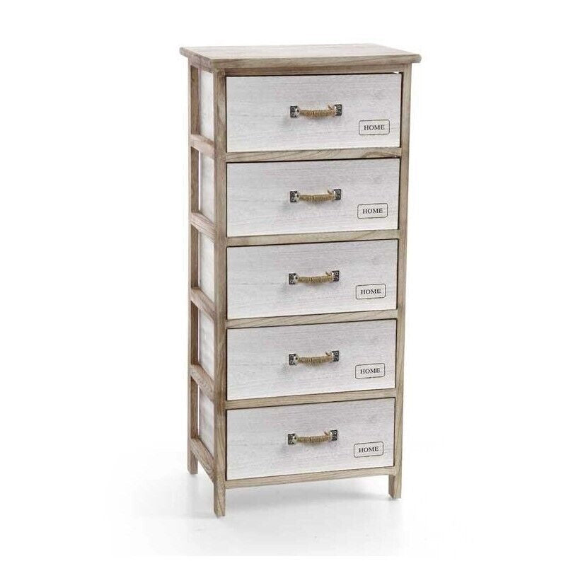 HOME CASSETTIERA IN LEGNO DECORATA A 5 CASSETTI 40 X 29 XH90 CM BICOLOR
