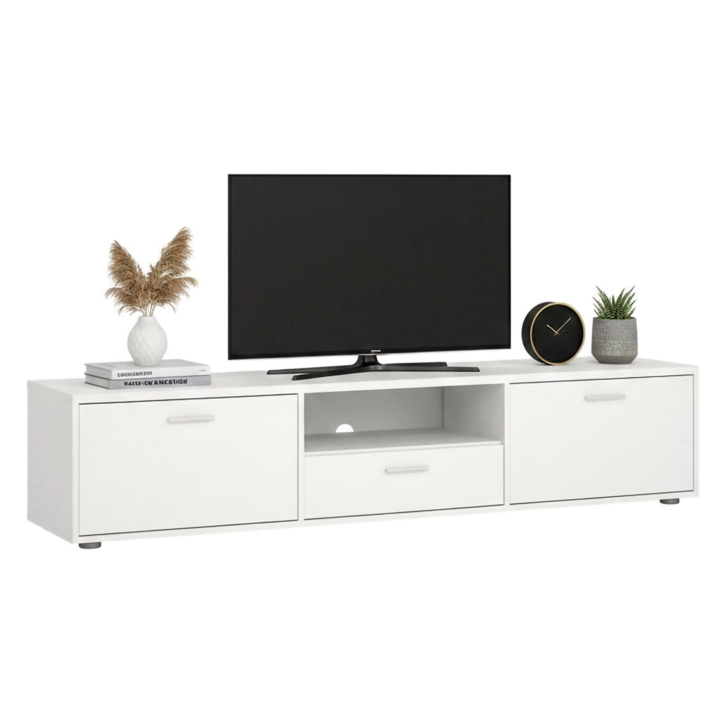 Mobile porta TV Giaele, Credenza da soggiorno, Armadio basso per TV, Base parete attrezzata, 177x40 h38 cm, Bianco