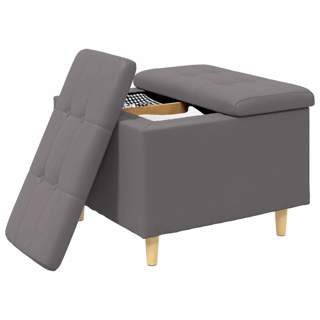 Pouf contenitore Grigio 60 x 60 x 45 cm Pelle sintetica