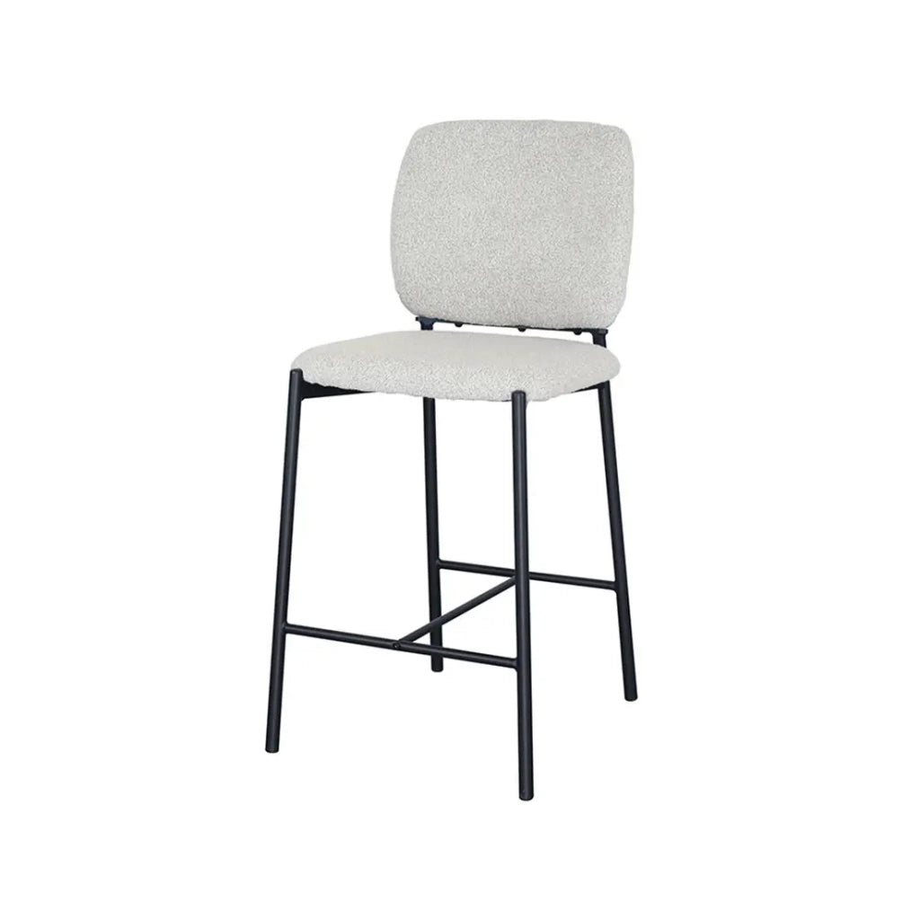 Sedia da banco RITA – Tessuto beige – Gambe in metallo nero – Altezza 99 cm – Stile design/industriale