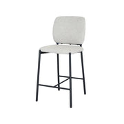Sedia da banco RITA – Tessuto beige – Gambe in metallo nero – Altezza 99 cm – Stile design/industriale