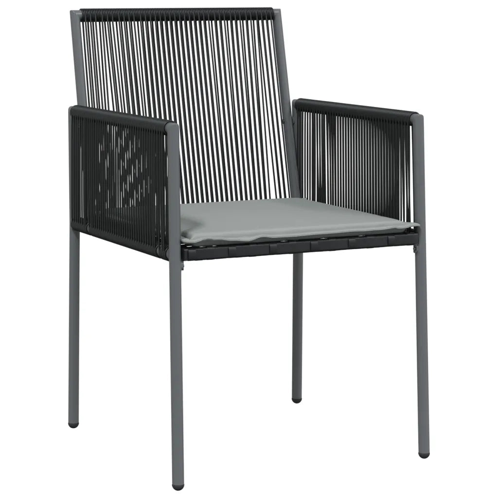 Sedie Giardino con Cuscini 6 pz Nere 54x60,5x83,5 cm Polyrattancod mxl 70271