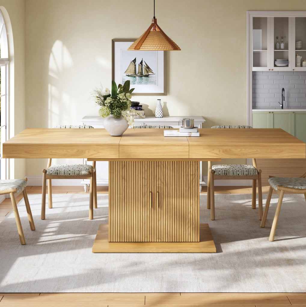 Tavolo da pranzo allungabile con contenitore 140-180 x 90 cm in MDF e metallo