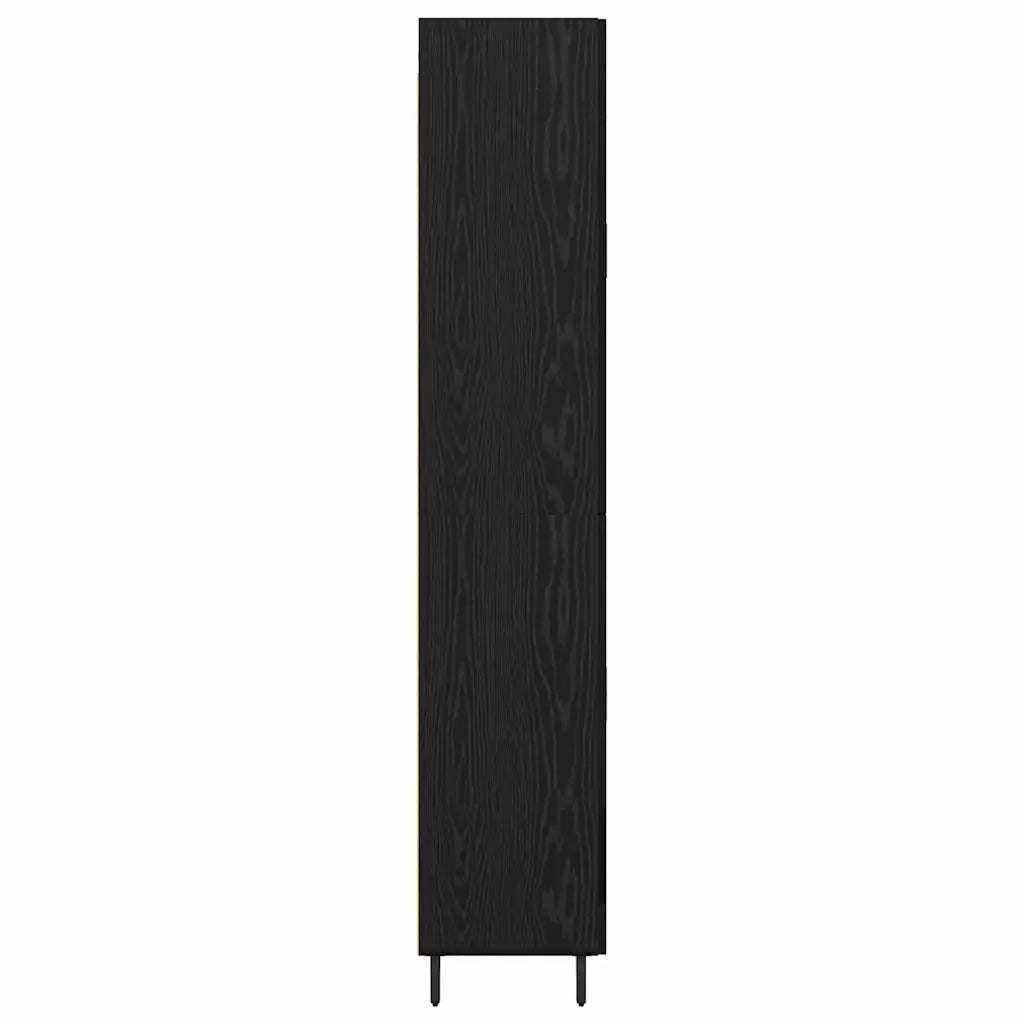 Credenza 2 pcs Rovere nero Legno Stratificato e Vetro