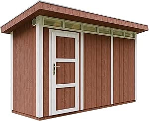 Casetta da Giardino di QUALIT? PREMIUM 4,3m?²-L161xW411cm - TIMBELA M902-REDWOOD RED