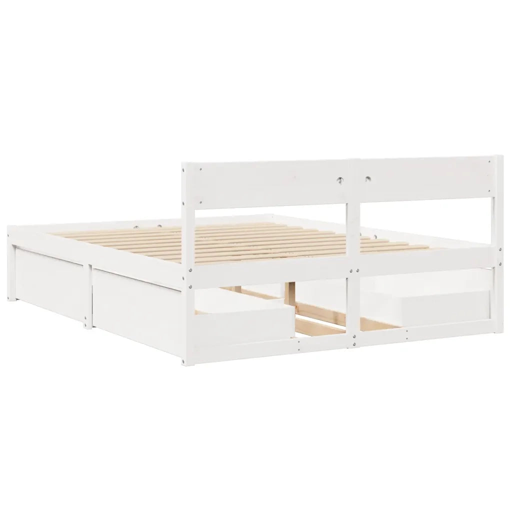 Letto senza Materasso Bianco 140x200 cm Legno Massello di Pino