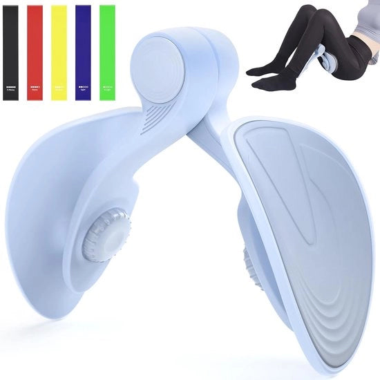 Esercitatore pelvico con 5 cinture di resistenza, allenatore della muscolatura pelvica, allenatore della muscolatura del pavimento pelvico, impostazione di 360° di controllo del rumore, allenatore per la riabilitazione postnatale, gambe, braccia (blu)
