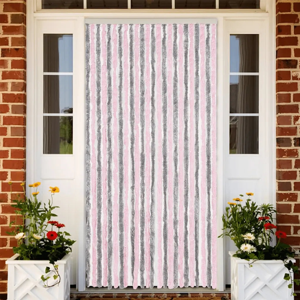 Tenda Antimosche Grigio Argento e Rosa 100x200 cm in Ciniglia CFW3636078